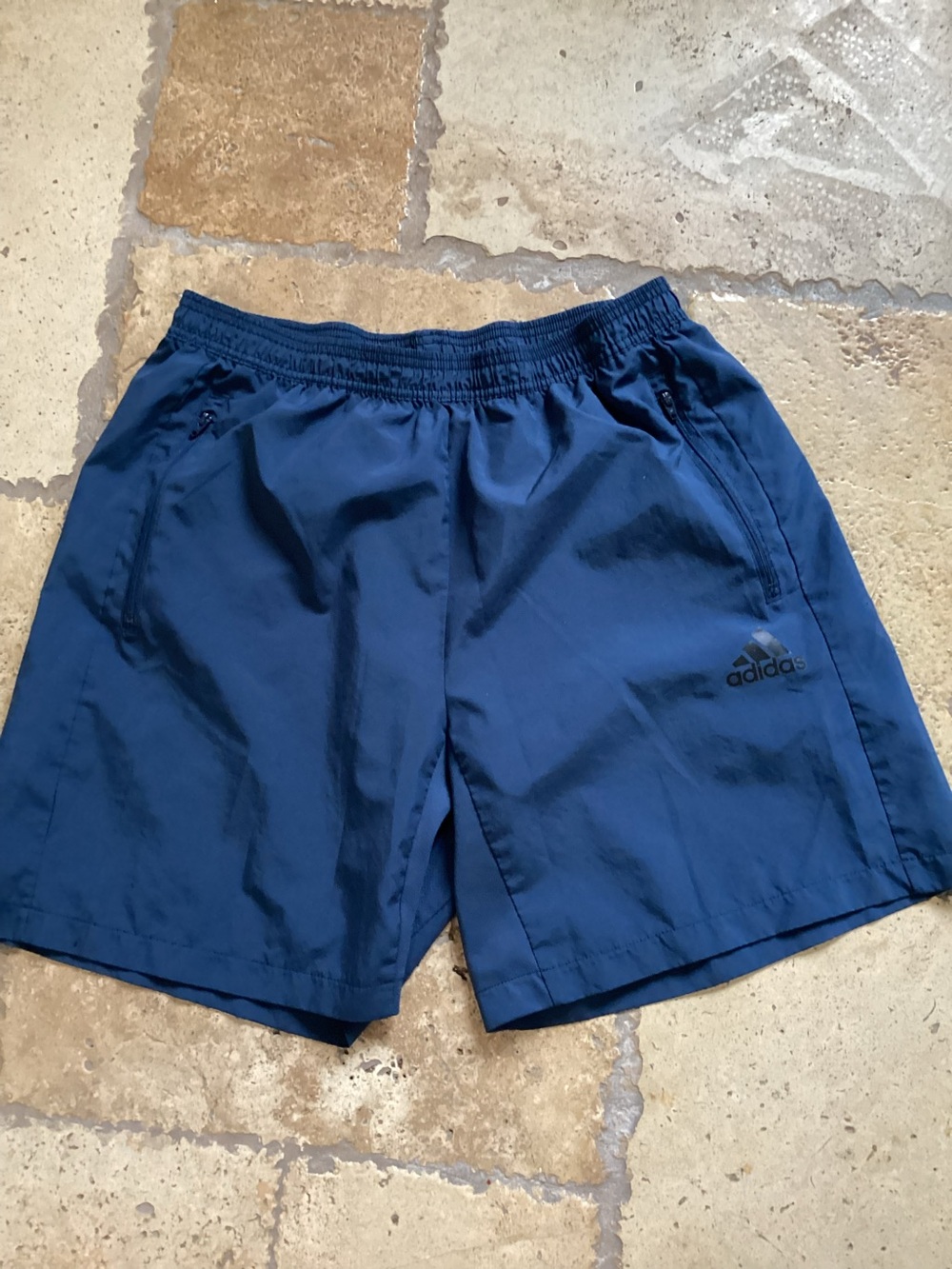 Adidas Mens Training Shorts Blue Zipper Pockets Size L